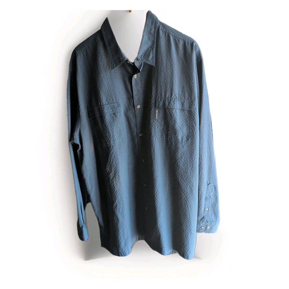 Columbia Men's Casual Long Sleeve Button Up Blue Black Small Check Shirt 2XT